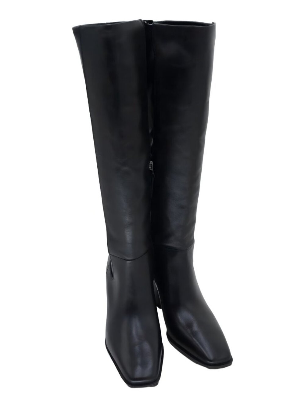 Franco Sarto Jonie Tall Square Toe Block Heel Boots Black US 7.5M EU 38 - Picture 5 of 6
